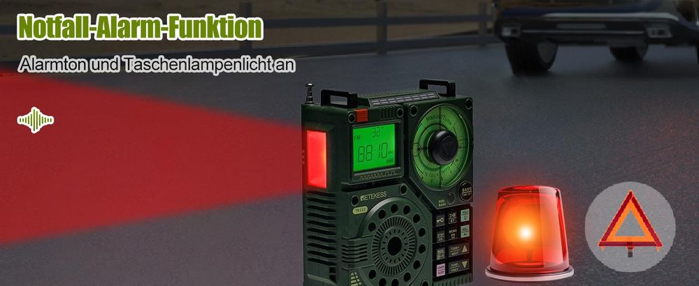 Retekess TR112 Tragbares Kurzwellenradio, FM VHF MW SW WB Air Band Radio, App Intelligente Fernbedienung, MP3 / TF, Bass Stereo SOS Alarm