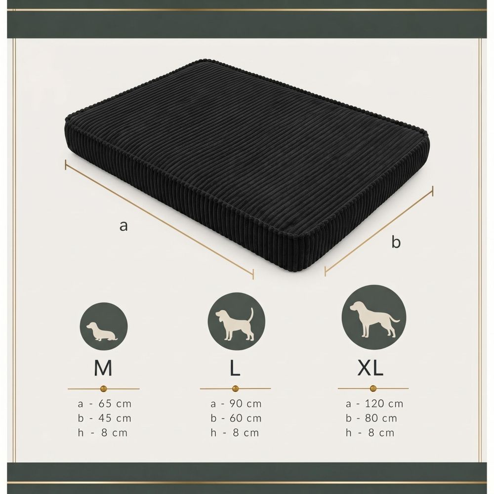 HUNDEBETT HUNDEKISSEN HUNDEMATTE CORD XL 120x80 CM Schwarz