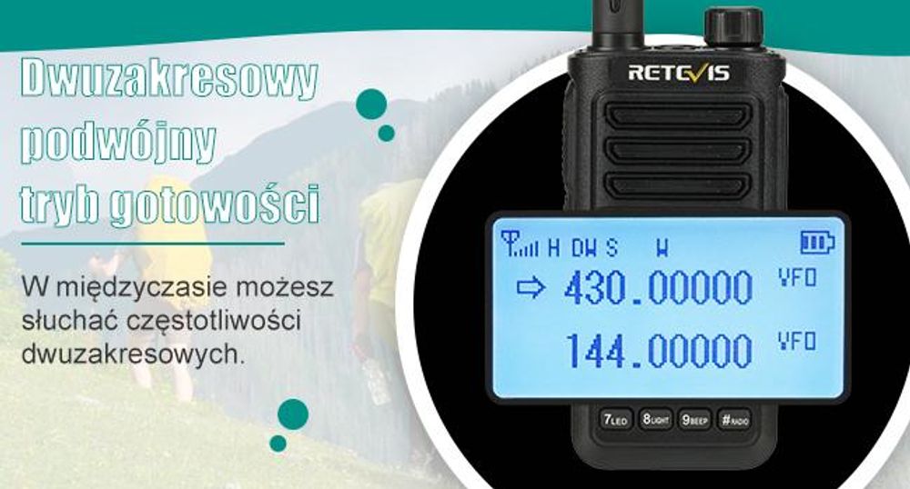 Radiotelefon amatorski Retevis RA89, duża moc, wodoodporność IP68, dwuzakresowy, VFO, akumulator 2500 mAh, ładowalne walkie-talkie typu C (2 szt., czarny)