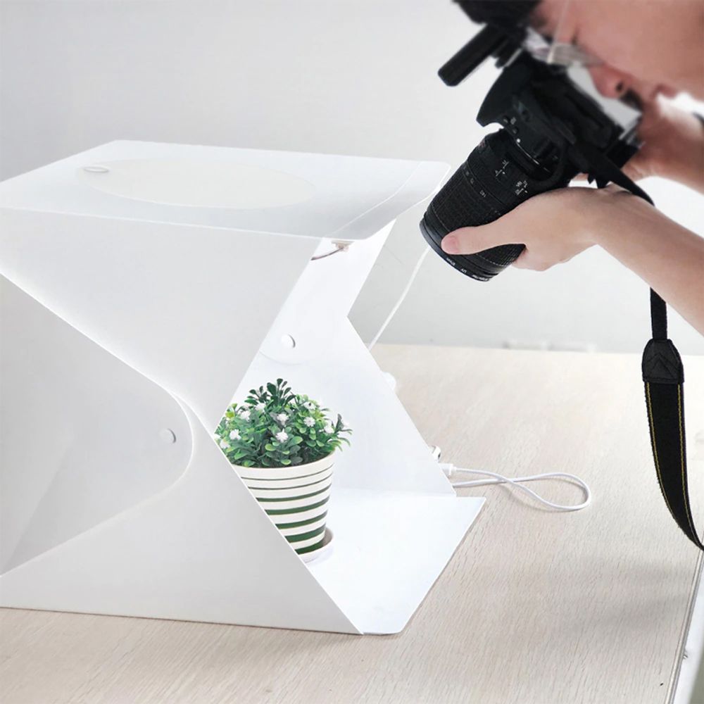 Fotostudio Fotobox 30 x 30 cm LED Fotozelt Set 2 Hintergrund Farben Tragbare Photobox Faltbare Fotografie Schießzelt Lichtbox Softbox Retoo