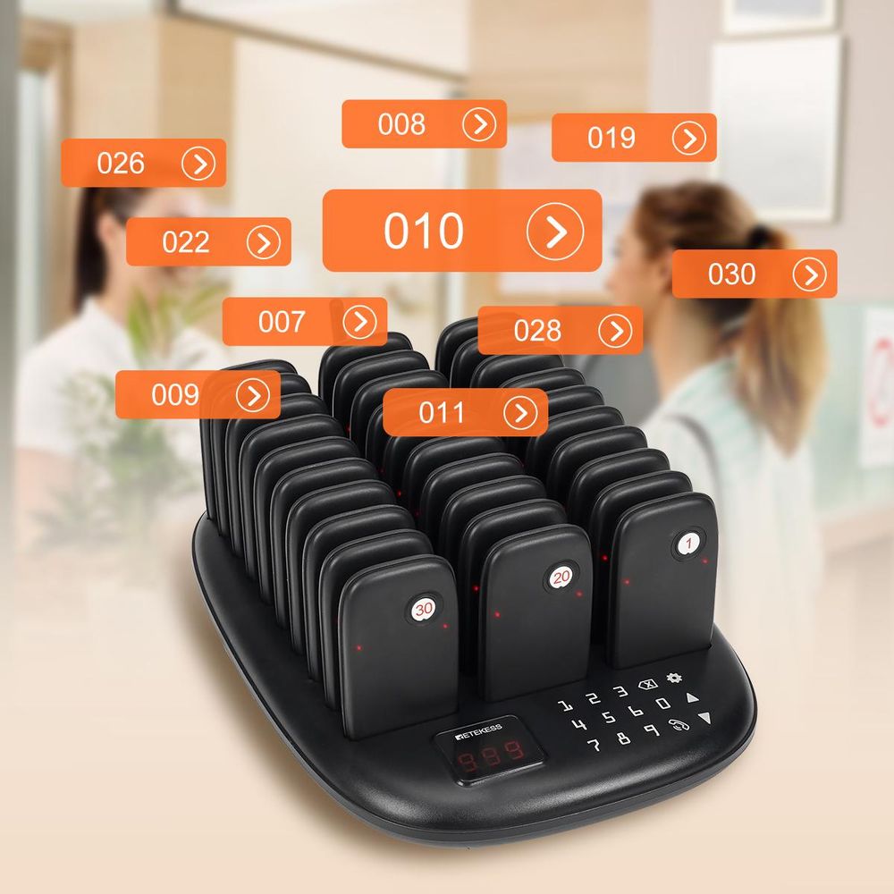 Retekess TD175P Restaurant-Pager-System, 30Pagers, 800M Pager Rufsystem, 7 Rufmod, Pager Pieper für Food Court, Café, Bar, Gastronomie,walkie talkie