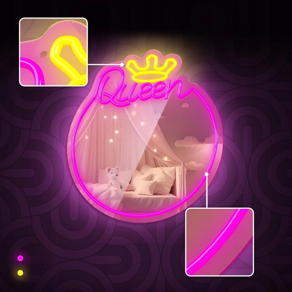Forever Light LED luce decorativa al neon con specchio decorazione murale Queen