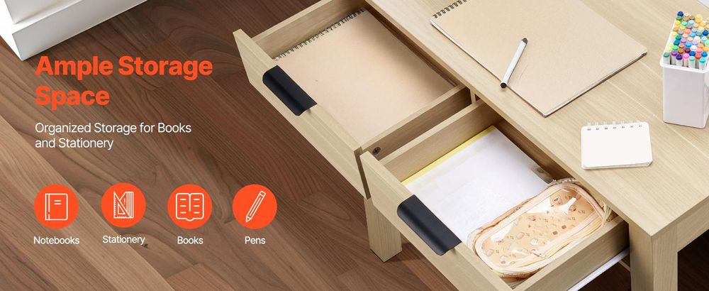 VEVOR kleiner Schreibtisch mit Schublade, Schreibtisch für Schlafzimmer, einfacher Arbeitstisch aus Holz zum Zeichnen, Lesen