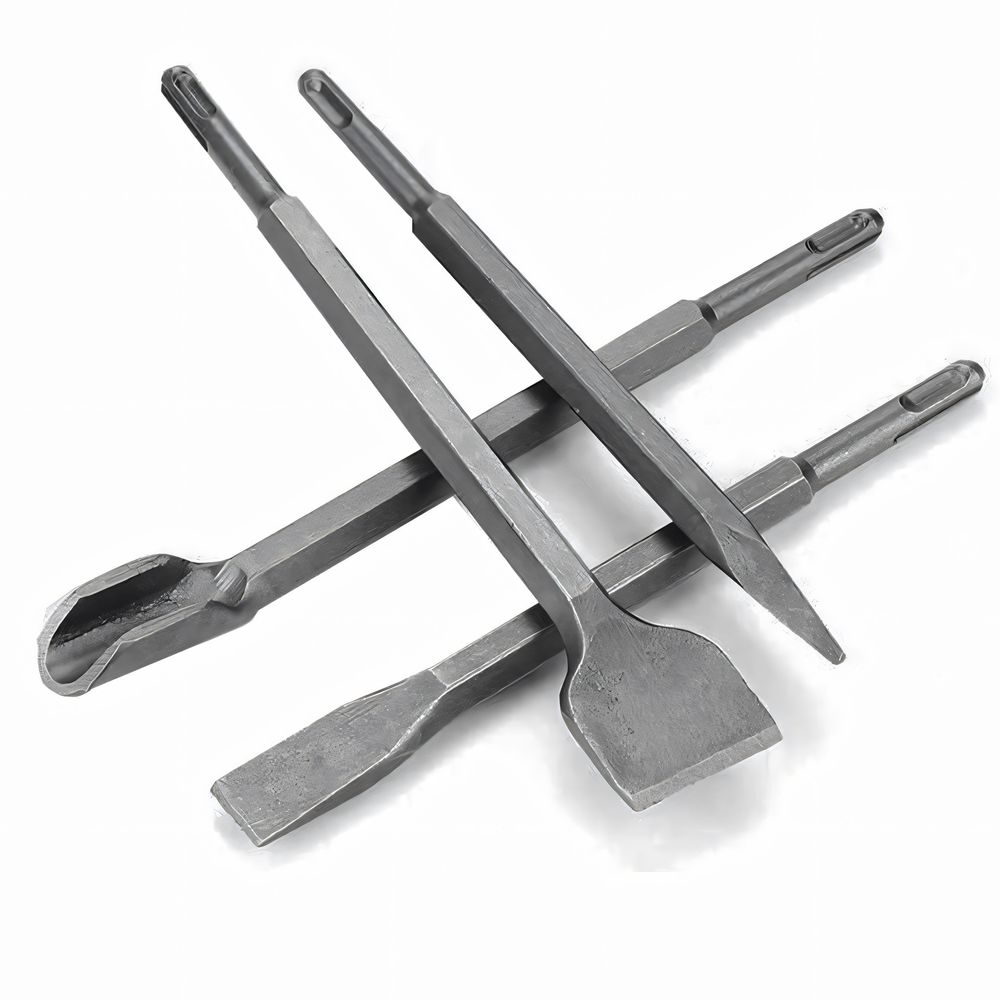 SDS-Plus Meißel-Set 4-teilig, inklusive Spitzmeißel, Flachmeißel & Breitmeißel, Rrgonomisch, Rutschfest, für präzises Meißeln & Demolieren 25 cm Retoo