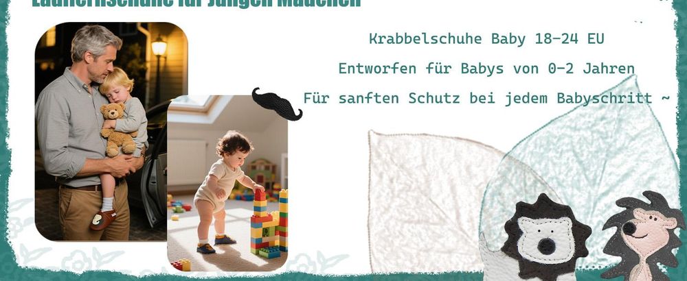 Bemesu Krabbelschuhe Baby Lauflernschuhe Wildledersohlen Dunkelblau 20/21EU