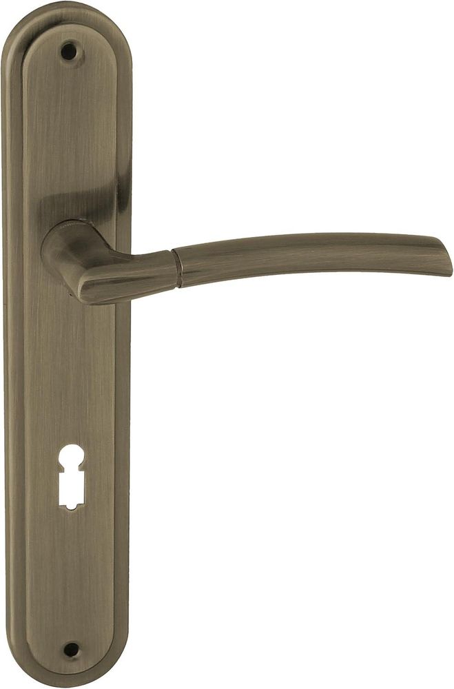 DOMINO Türgriff 72 Drückergarnitur BB-Buntbart Set | Langschildgarnitur | Türklinke für Zimmertür, Bürotür, Kellertür & Innentür | L-Form | Türbeschläge aus Aluminiuml | Bronze Türdrückergarnitur |PRESTO M3