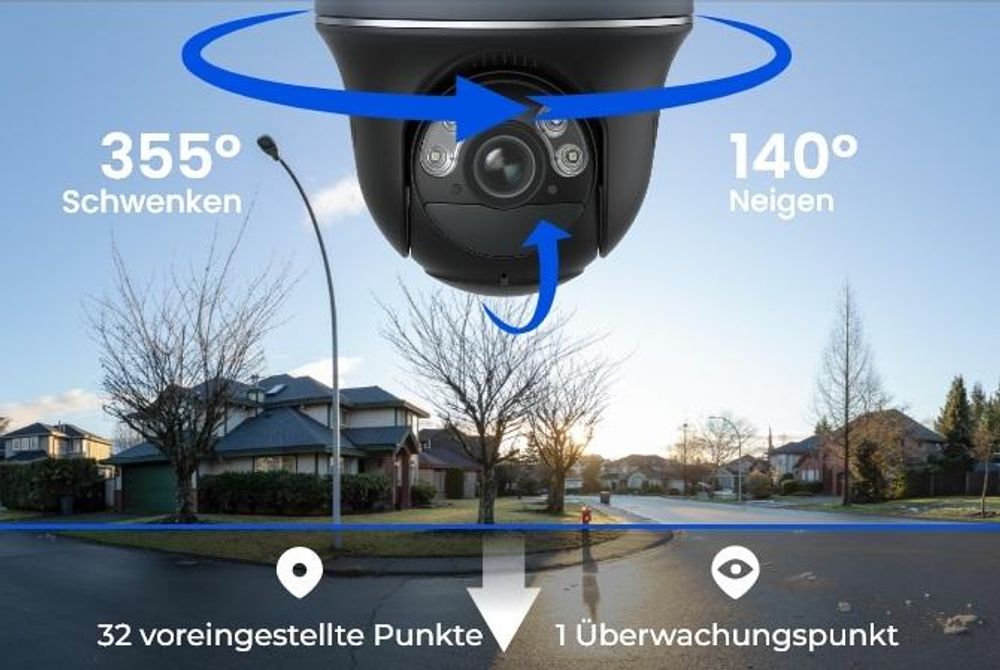 Reolink Argus PT Ultra + Solarpanel, 4K 8MP Akku Überwachungskamera Aussen, 2,4/5GHz WiFi, Pan & Tilt, Farbnachtsicht, Smarte Erkennung, Schwarz