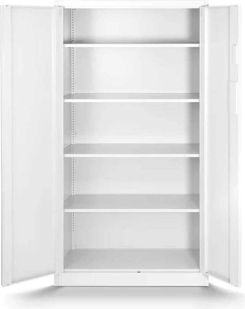Aktenschrank Metallschrank mit Zahlenschloss Büroschrank Stahlblech 4 Einlegeböden 185 cm x 90 cm x 40 cm Farbe: Weiß