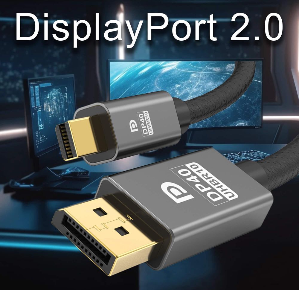 Mini DisplayPort zu DisplayPort Kabel 2.0 1.5m Gaming Monitor 8K 4K 240Hz 40Gbps HDR Nylongeflecht für Laptop PC Grafikkarte Aluminium Reagle