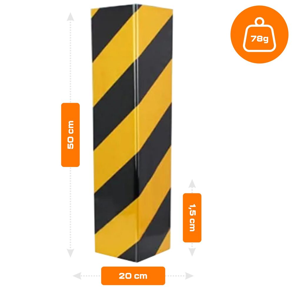 Eckenschutz Garage 50x20x1,5cm, reflektierender Kantenschutz selbstklebend, Wandschutz Schaumstoff für Parkplatz & Auto, EVI Garage Protector C50