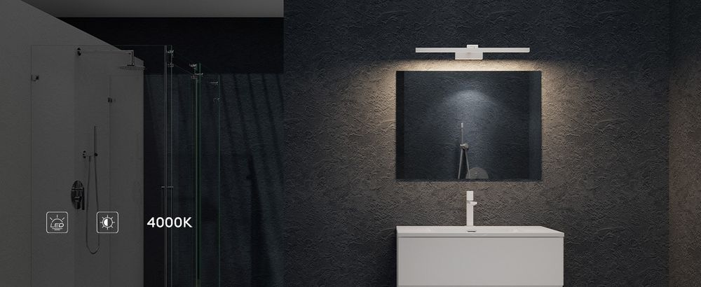 doporro LED Badezimmerleuchte Chrom 60cm - 14W Spiegellampe 4000K (Neutralweiß) - Stylische Wandleuchte für Badbeleuchtung Strahlenschön