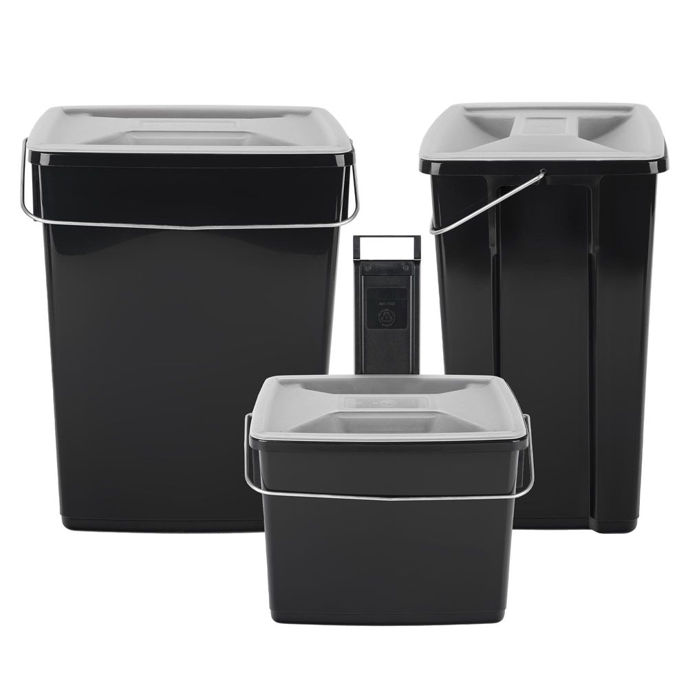 CURVER Abfalleimer Set Abfalltrennungsset  Sortieren Mülleimer 2x10L + 6L Küchen-Mülleimer Mülleimer Mülltrennsystem Tragegriff Deckel inkl. Halterung