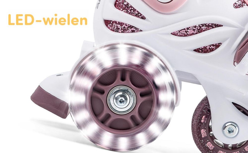 Verstelbare kinder-inlineskates, model Cariboo Ballerina, met LED-wielen, roze - maat S