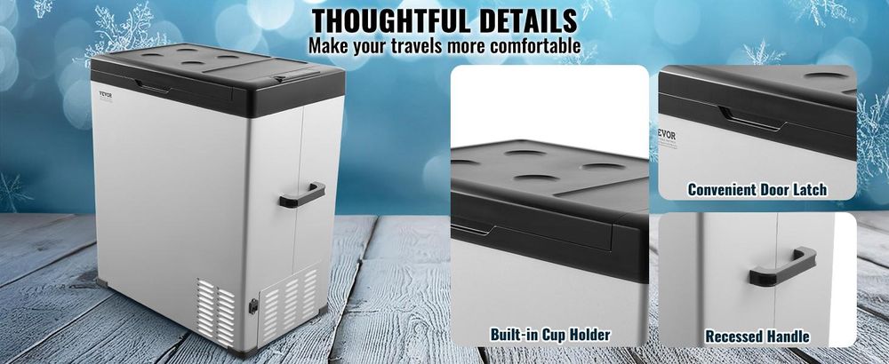 VEVOR Autokühlschrank, 12-Volt-Autokühlschrank, tragbarer 70-Liter-Einzelzonen-Gefrierschrank, einstellbarer Bereich von -4℉ bis 68℉, 12/24 V DC und 100-240 V AC-Kompressorkühler für Outdoor, Camping, Wohnmobil