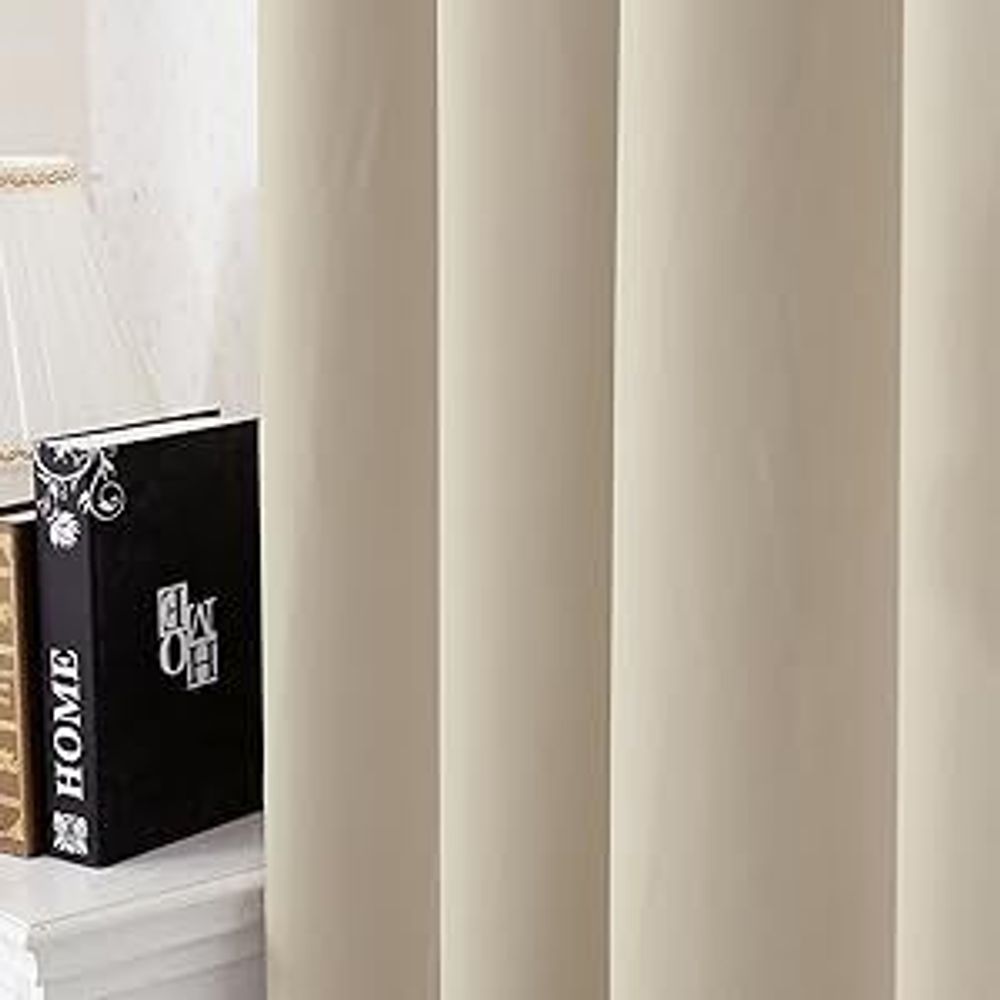 WOLTU 2er Set Gardine blickdicht 250 g/m² mit Kräuselband : Sand 135x175 cm Farbe: Sand Größe: 135x175 cm