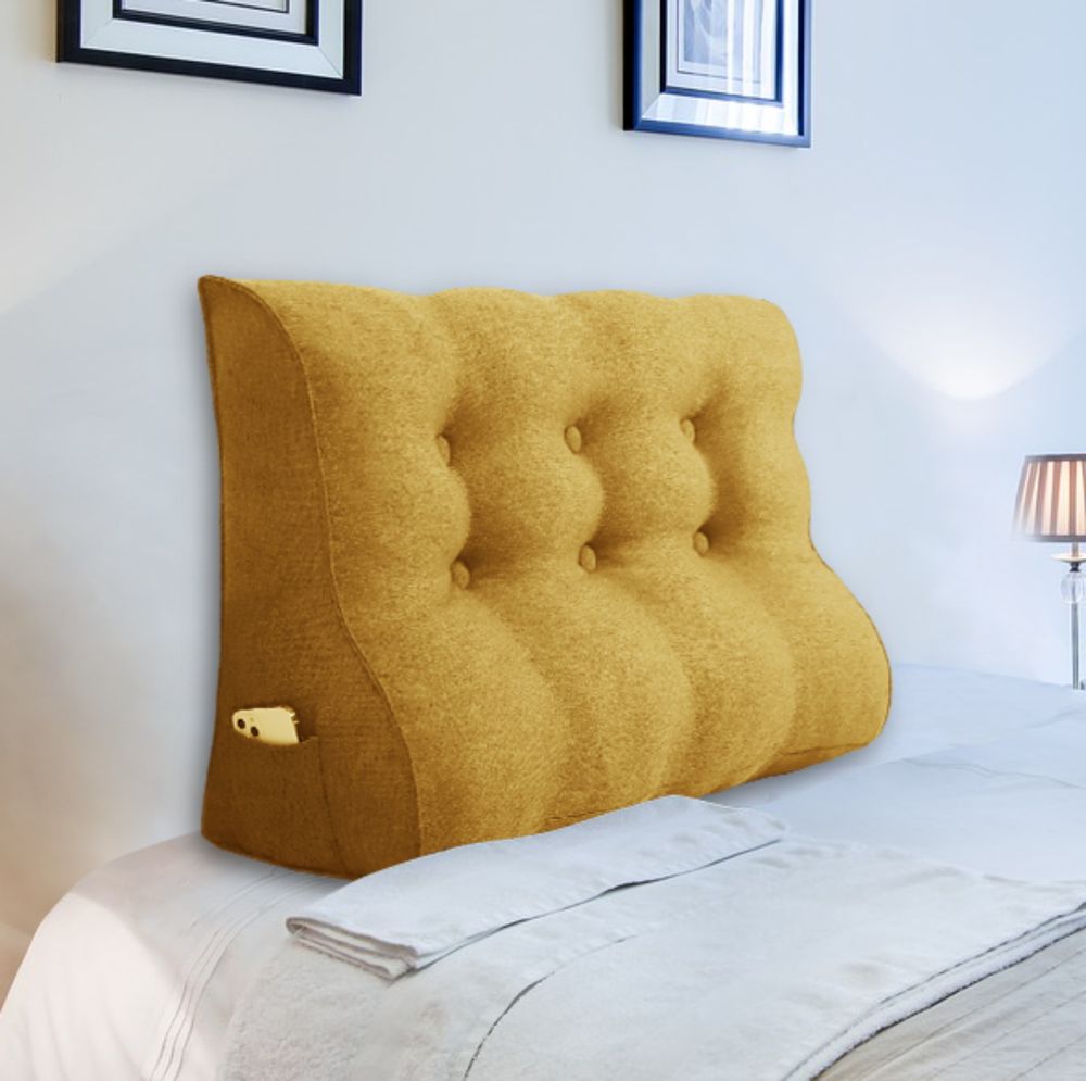 PillowPalette  Rückenkissen Gelb, 100 cm - Lesekissen für Bett und Sofa, Rückenpolster für die Wand, groß mit waschbarem Bezug