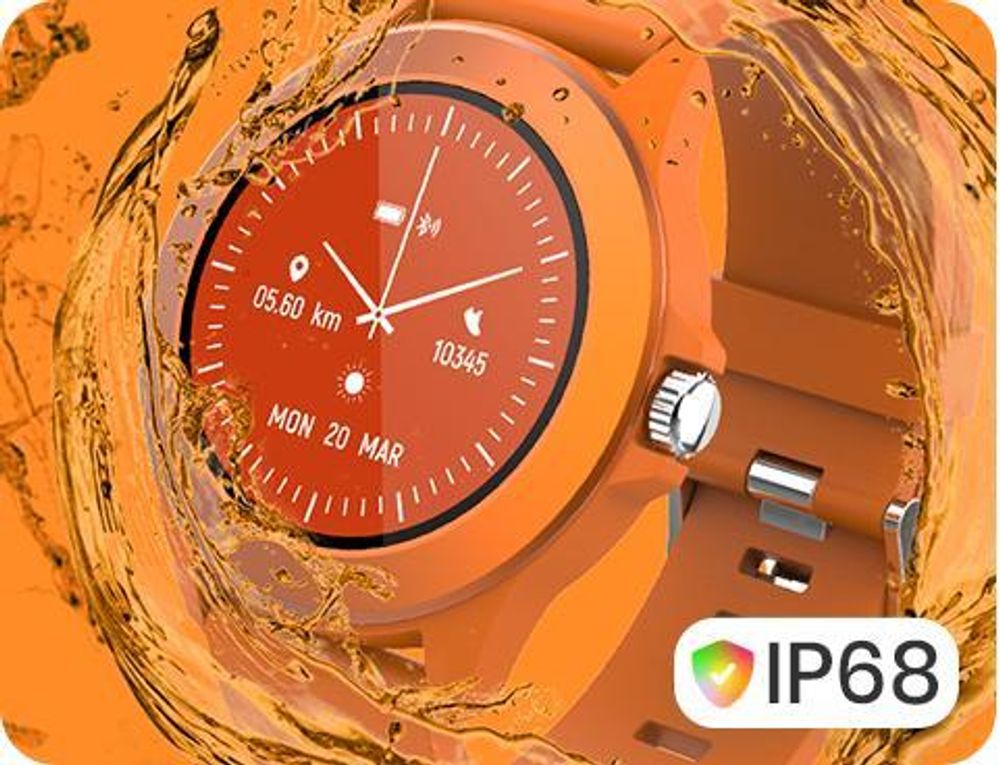 Forever Colorum CW-300 Smartwatch Tracker Wodoodporny IP68 Wielofunkcyjna bransoletka Zegarek Bluetooth sterowanie muzyką dla Android iOS Pomarańczowy