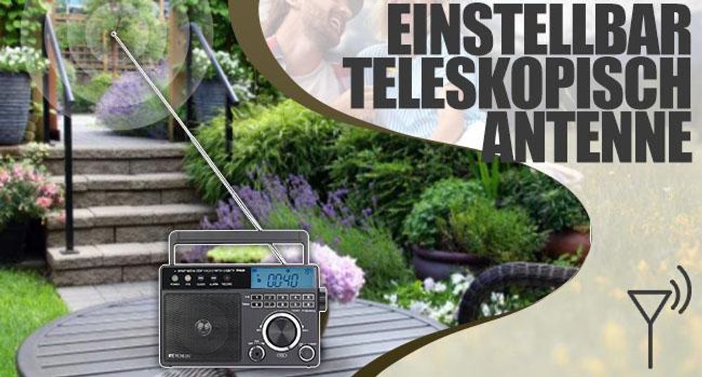Retekess TR629 Tragbares Radio, AM FM SW Weltempfänger Notfallradiomit DSP, Unterstützt U Disk/SD-Karte, Uhr, Wecker, Radio Batteriebetrieben, Geschenke für ältere Menschen