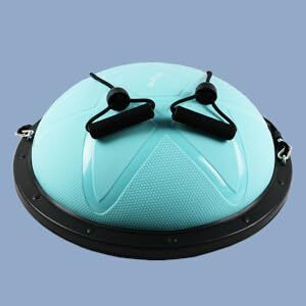 DH FitLife Balance Ball, Yoga Gleichgewichtstrainer Φ60*22cm bis 200 KG belastbar, halber Gymnastikball Fitness Balance Board, Balance-Board mit Pumpe und 2 Fitnessbändern
