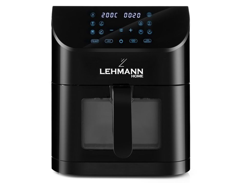 LEHMANN Heißluftfritteuse, Airfryer 1800 W, Kapazität 8L, max 200°C, 12 Programmen, mit Sichtfenster - Backen und Frittieren Ohne Fett