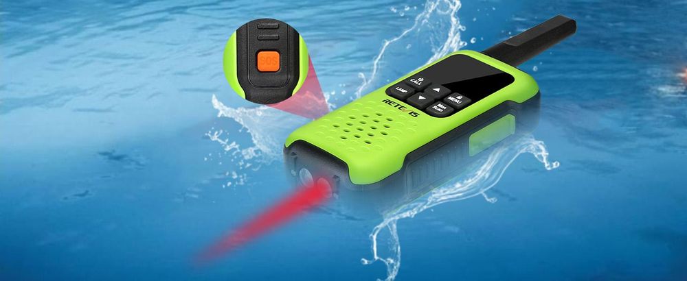 Retevis RT649P Walkie Talkie, IP67 Wasserdicht, 1200 mAh Aufladbar PMR Funkgerät, SOS-Alarm Walkie Talkie 4er Set zum Kajakfahren, Surfen, Angeln