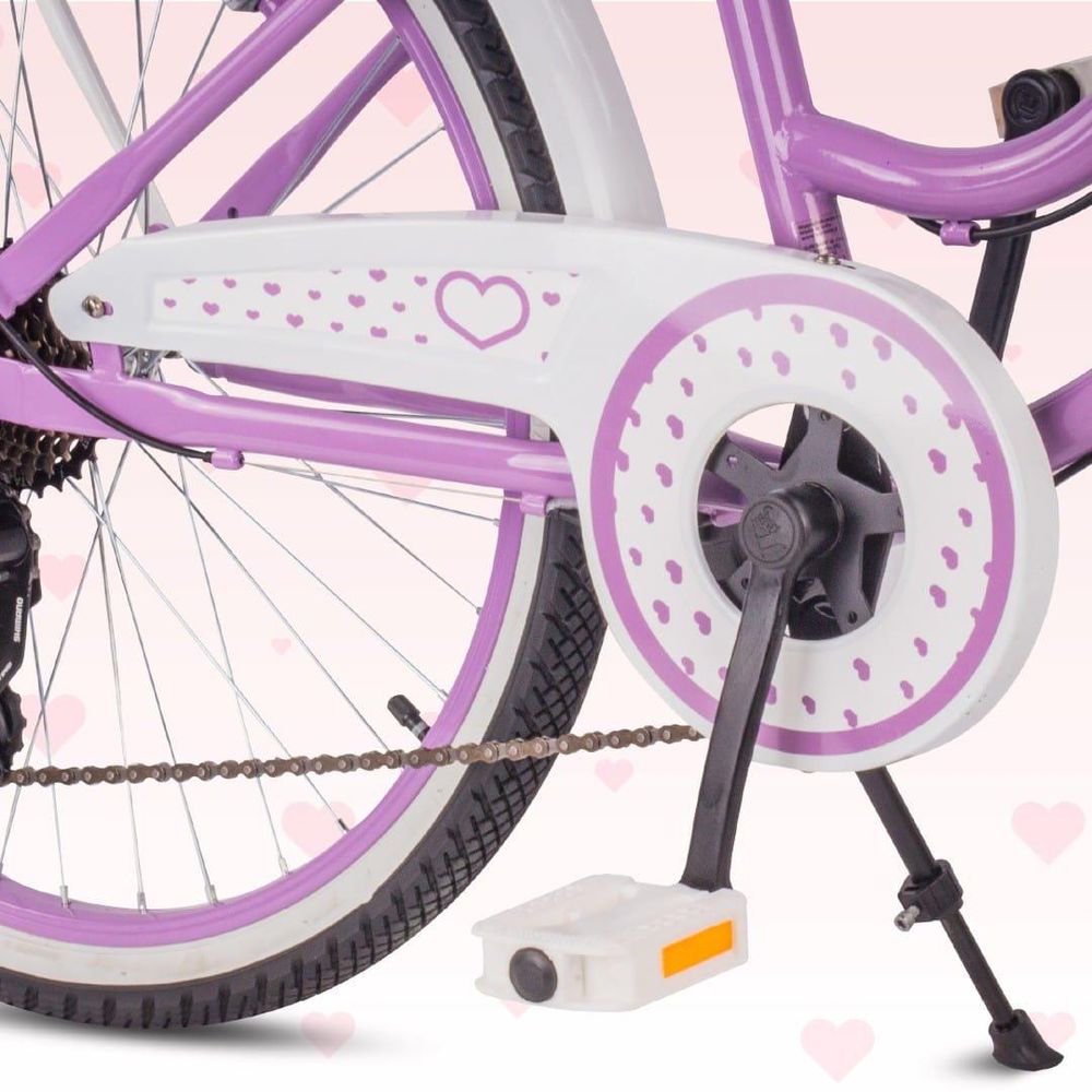 Detalle de la protección de la cadena y pedal de la bicicleta