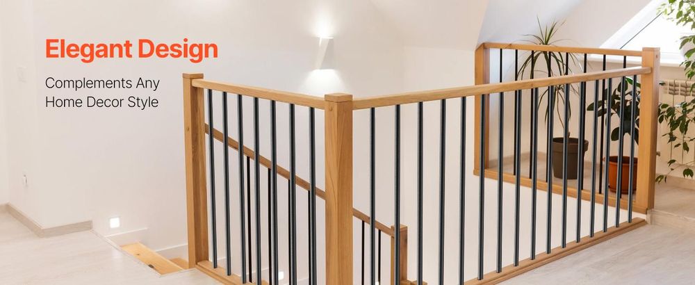 VEVOR Treppen Metall Baluster, 3/4'' Rund x 32'' Lang Aluminium Dekorative Geländer Spindeln, 101er Pack Deck Baluster mit Schrauben, Klassische Hohl Deck Geländer Satin Schwarz Pulverbeschichtet für Veranda, 51 Stück-81,3 cm