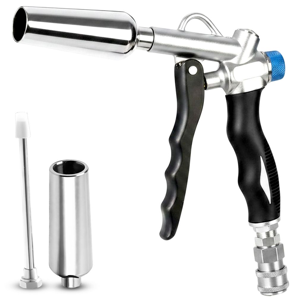Druckluft Ausblaspistole Druckluftpistole Blaspistole Druckluftgeräte Set 4-tlg 1/4 Zoll mit mit 3 Düsen incl Verlängerung 110 mm Retoo