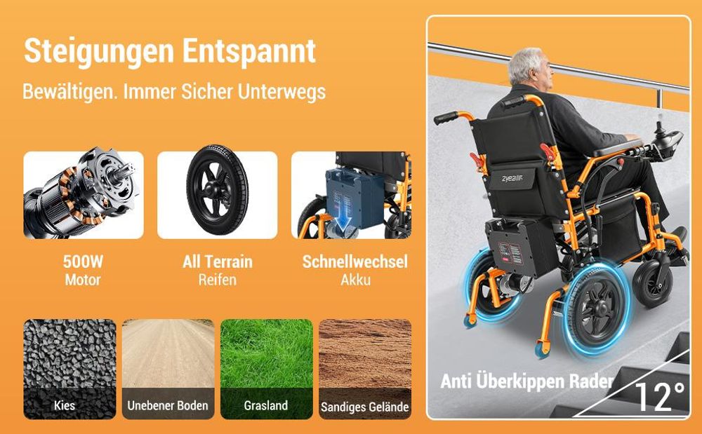 Elektrorollstuhl faltbar, leichter Faltrollstuhl mit Joystick, Armlehnen, Fußstützen, Sicherheitsgurt, für Erwachsene, Zuhause und Pflege