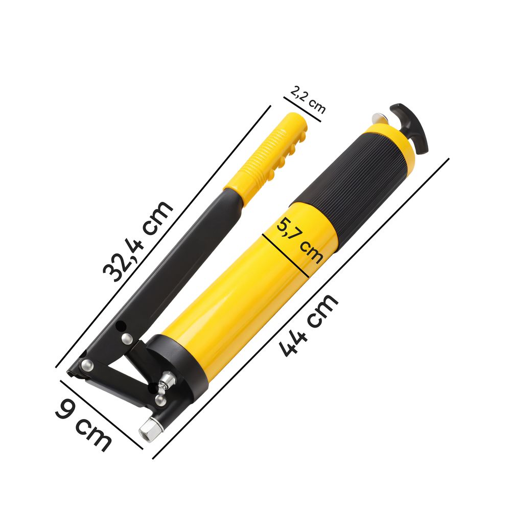 Handhebelfettpresse f. 600ml komplett 4-tlg mit Schlauch, Rohr und 2 Mundstück, Fettpresse, Schmierpresse, 6000 psi Retoo