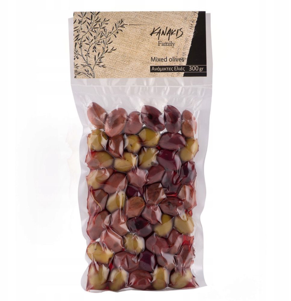 Kanakis | Oliven Mix - 300 G - Handgepflückt - Grüne Und Kalamata-Oliven - Natürliche Zutaten