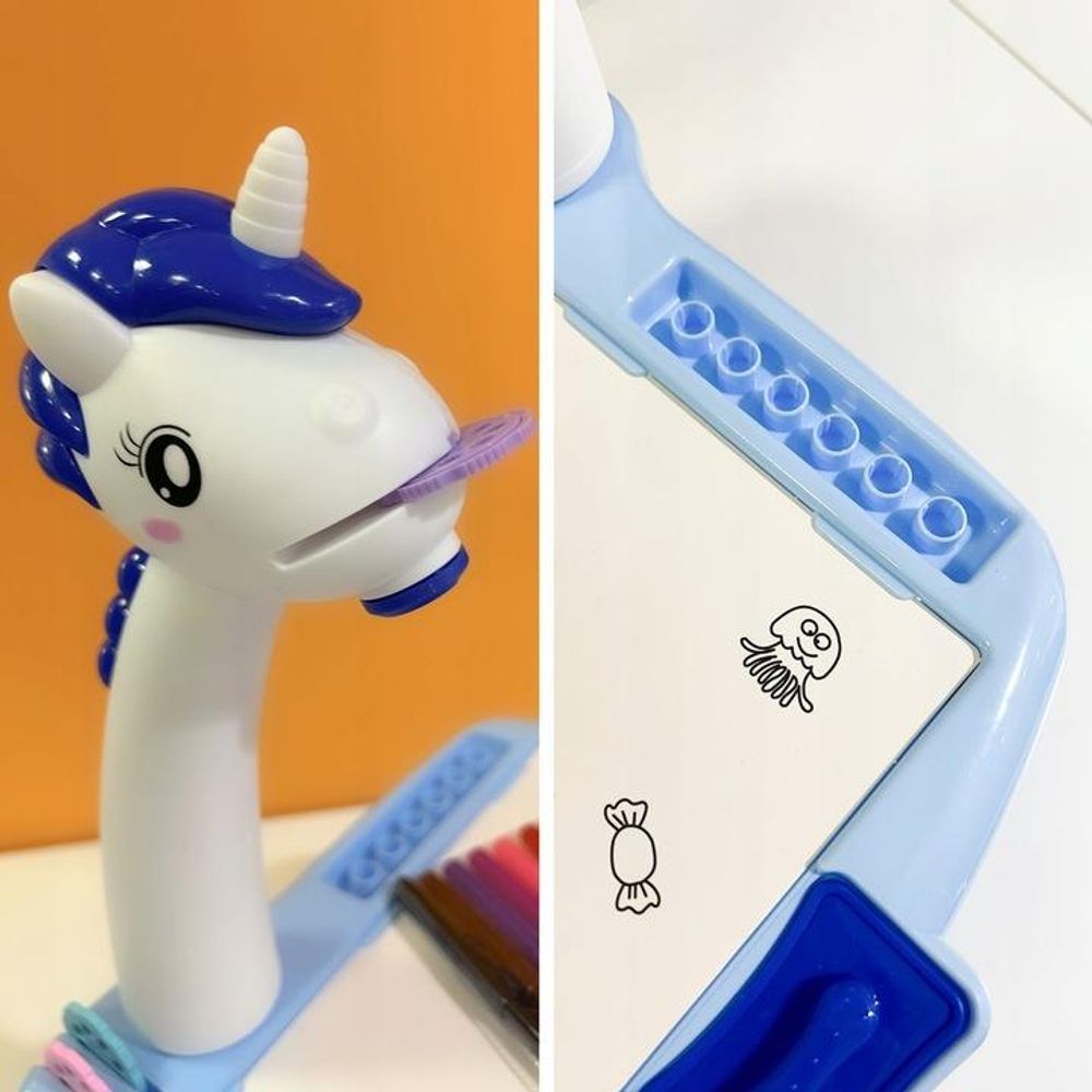 Maxlife, Zeichentisch mit Projektor Einhorn für Kinder, Blau