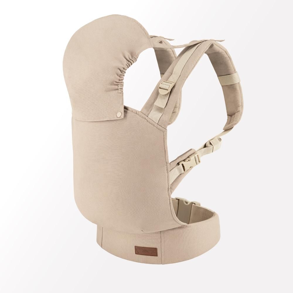 MoMi COLLET – Ergonomische & physiologische Babytrage, verstellbar für vorne & hinten, mit Kapuze & Tasche – Beige