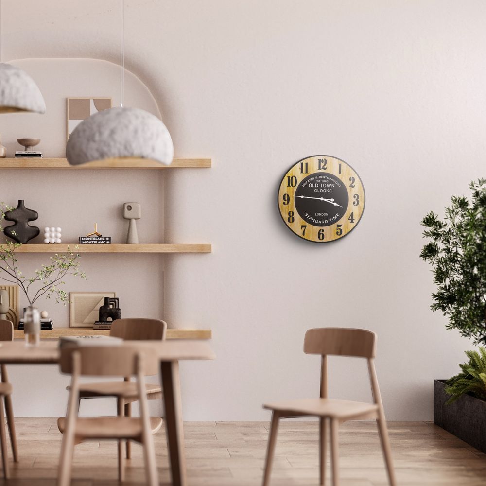 Große Wanduhr Holz Design Atmosphera Wanduhren 50 cm Durchmesser Quarzuhrwerk Wohnzimmer Home Büro Office Uhrwerk Wand Decoration Retoo
