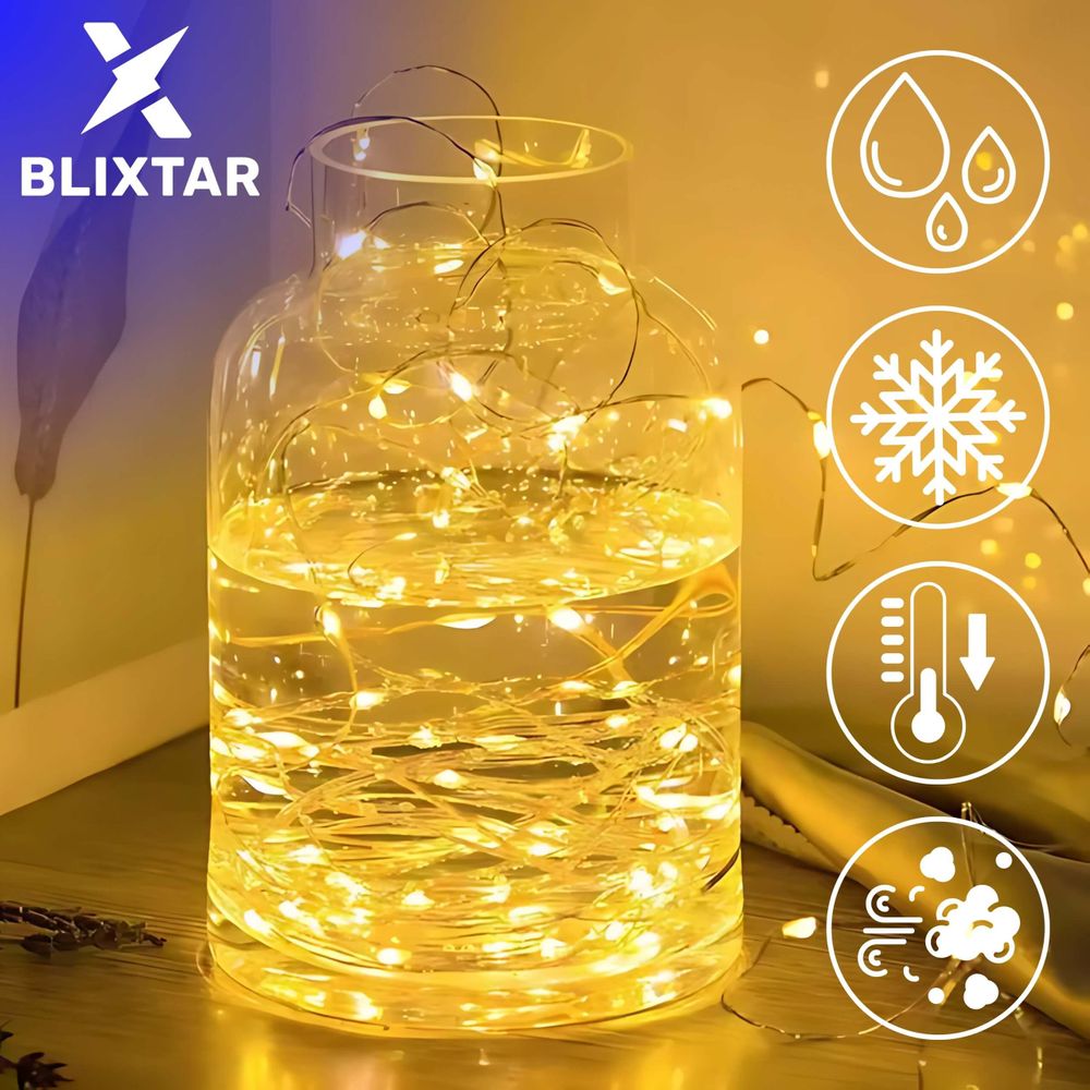 Solar Lichter Garten Draht Girlande 200 LED 22M Weihnachtskette IP65, Lichterkette 8 Beleuchtungsmodi BLIXTAR