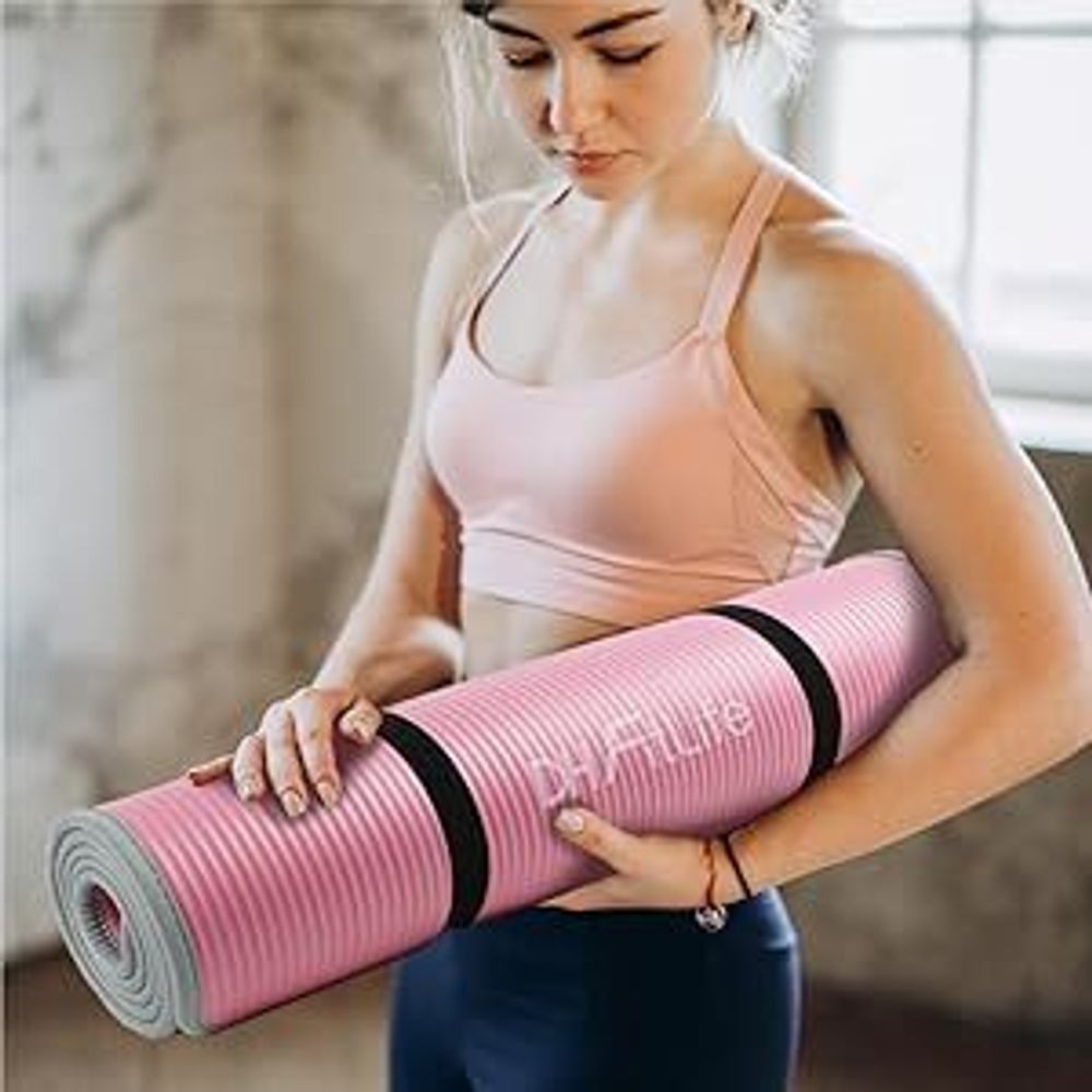 DH FitLife mata treningowa mata fitness, mata sportowa 183*61*1 cm, mata gimnastyczna wyjątkowo odporna na rozdarcia, mata do jogi antypoślizgowa i gruba, mata treningowa (różowa)