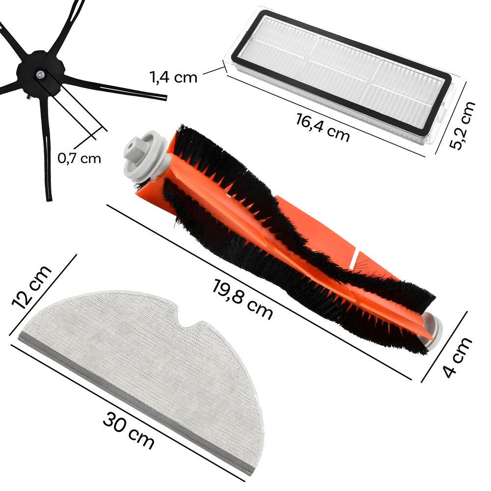 Ersatzteile für Xiaomi Roborock Staubsauger S5 Max S6 Max S6 Pure S6 MaxV S50 S51 S55 S60 S65 S5 S6, Hauptbürste, Seitenbürste, HEPA Filter Retoo