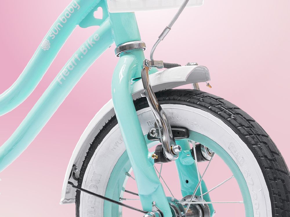 Mädchen fahrrad 12 Zoll Glocke Zusatzräder Schubstange Heart Bike Türkis