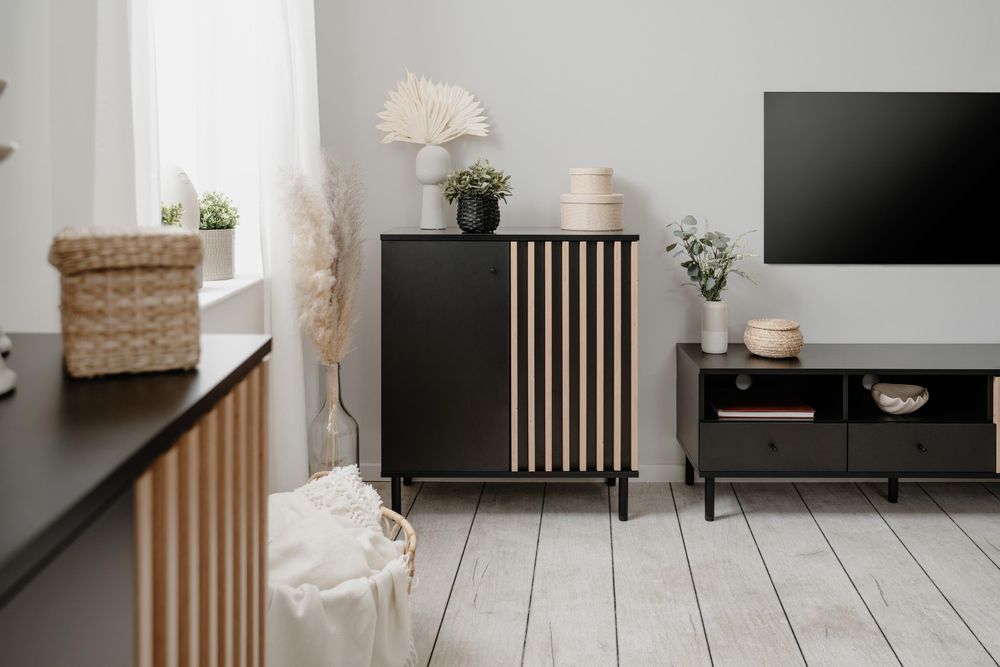 Kommode Monza – moderne Kommode mit Lamellen-Optik und melaminbeschichteter Oberfläche