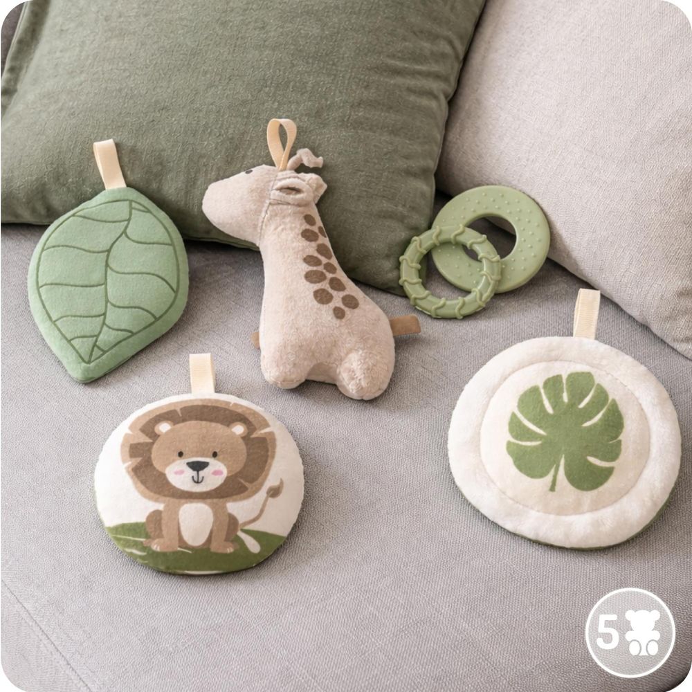 MoMi LUANI - Baby Spieldecke mit Spielbogen - Plüsch - Spiegel - Rassel - Beißring - 0+ Monate