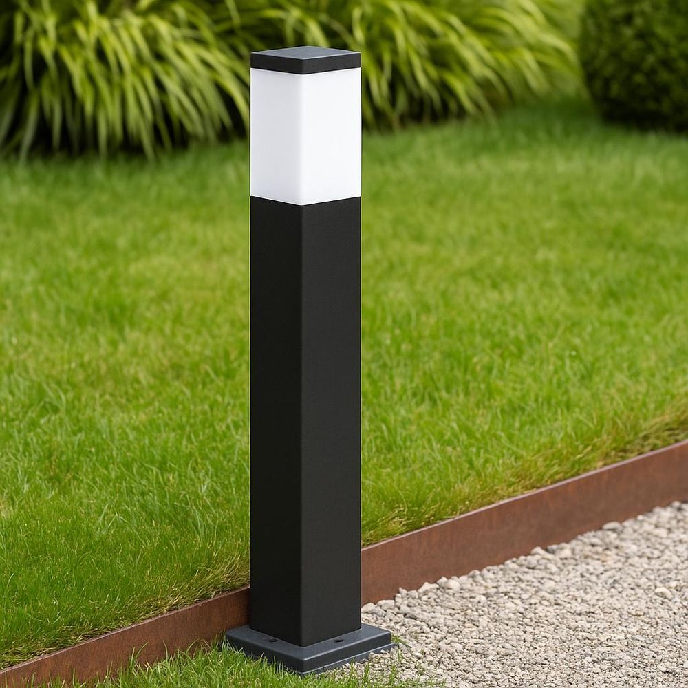 MasterLED Außenleuchte E27 IP44 Pollerleuchte 65cm Schwarz Wegeleuchte Gartenlampe aus Edelstahl für Wege und Hof