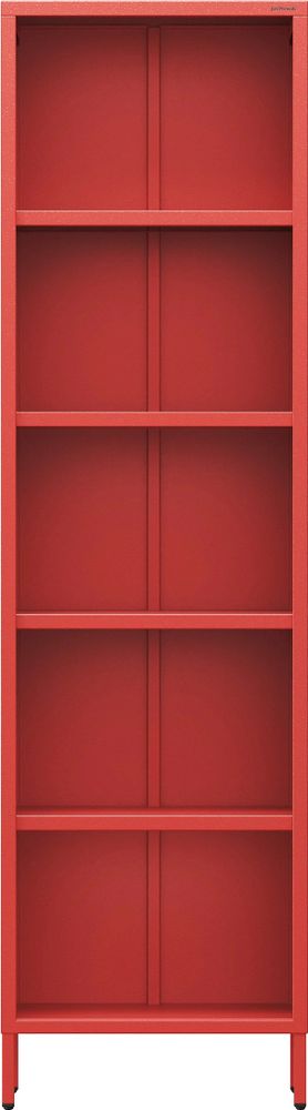 Jan Nowak Bücherregal Mario 4 höhenverstellbaren Einlegeböden (4x30 kg) und Wandmontage Metall Hochregal, 50 x 180 x 35 cm, Rot