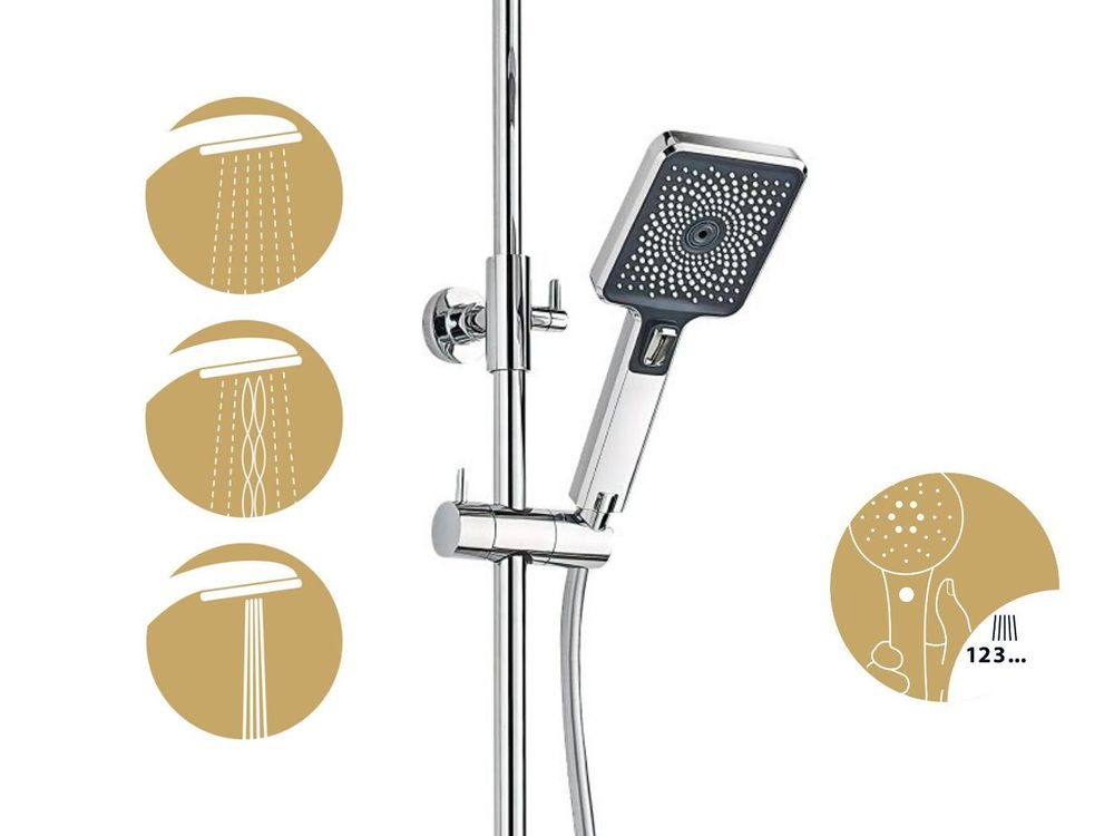 SCHÖNER WOHNEN-Kollektion Duschsystem VERINA mit Ablage, Chrom, Duschstange mit Regendusche