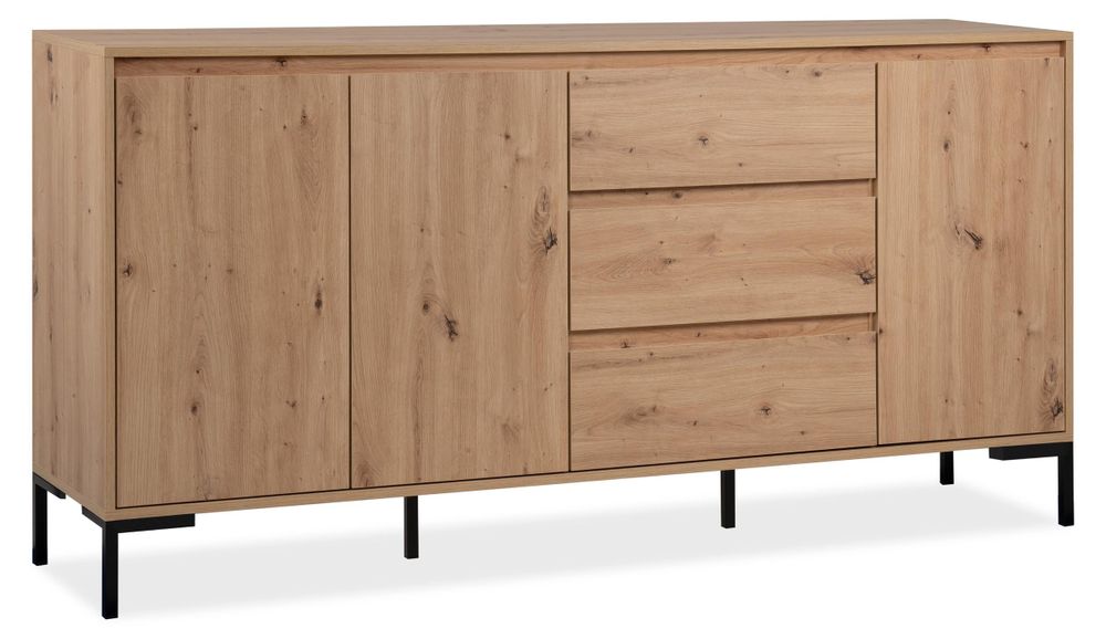 Sideboard Korsika – Modernes Aufbewahrungsmöbel mit Dachkantenprofil und Metallfüßen
