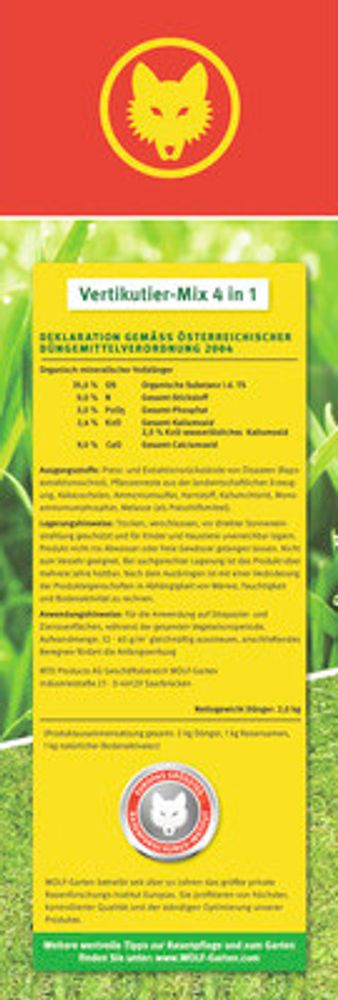 Rasendünger Vertikutier-Mix Wolf-Garten 4 kg 125 m²