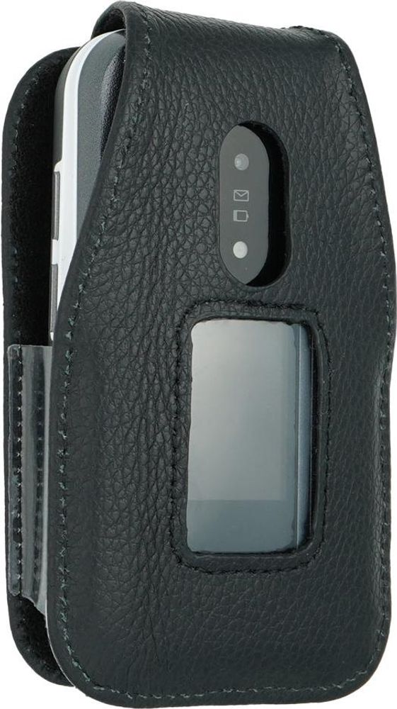 caseroxx Ledertasche mit Gürtelclip kompatibel mit Doro Leva L30 / L31 aus Echtleder, Tasche mit Gürtelclip und Sichtfenster