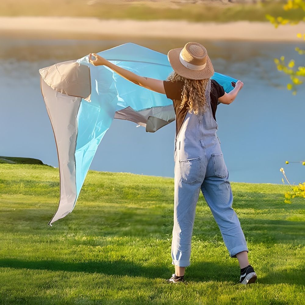 Stranddecke 200 x 200 2-6 Personen Wasserdichte Picknickdecke Sandabweisende Campingdecke XXL Ultraleicht Kompakt Nylon Matte Marine Grau Retoo