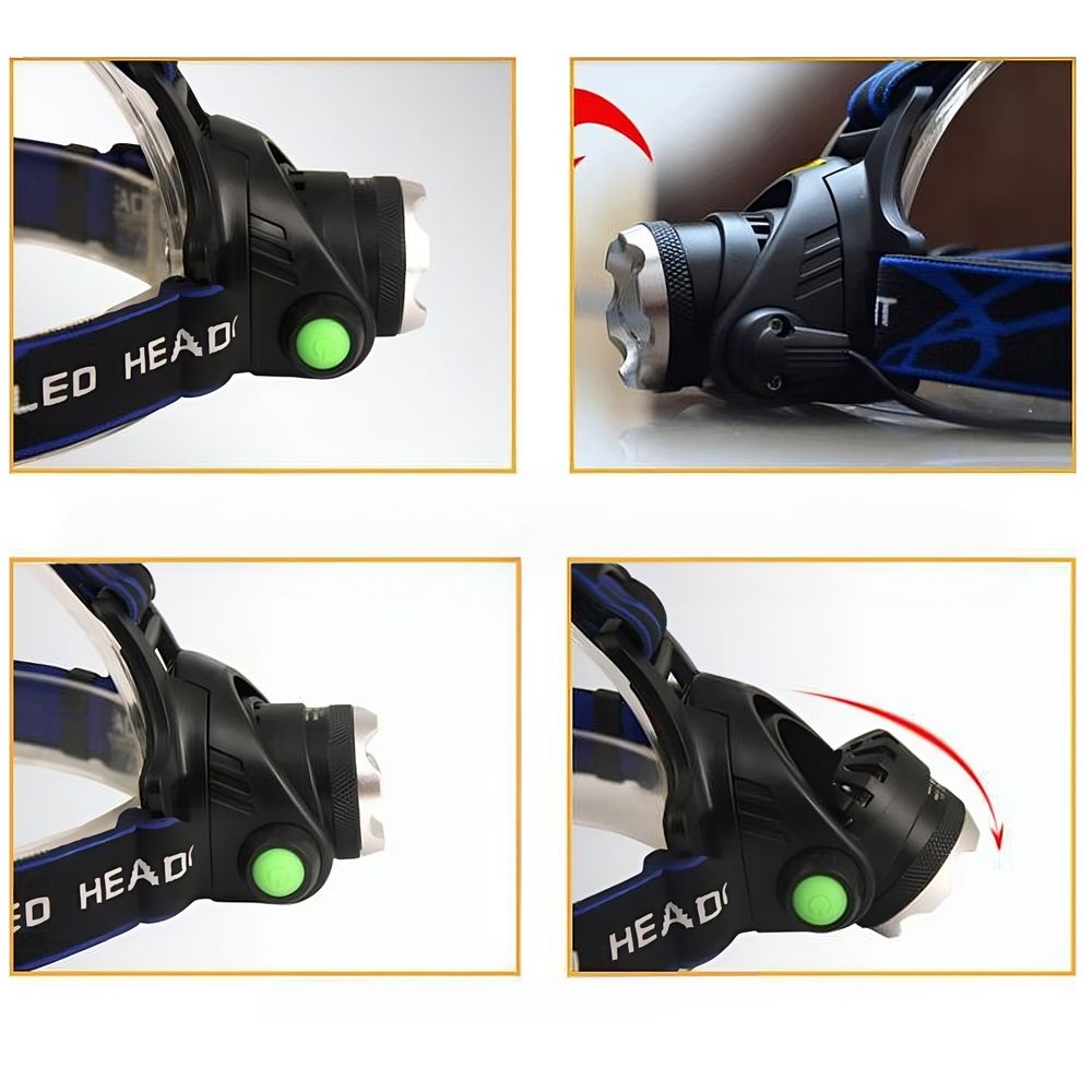 LED Stirnlampe Wiederaufladbare Akku Superhell Verstellbarer Kopflampe mit 3 Modi und Rotem Warnlicht Einstellbar Stirnleuchte Retoo