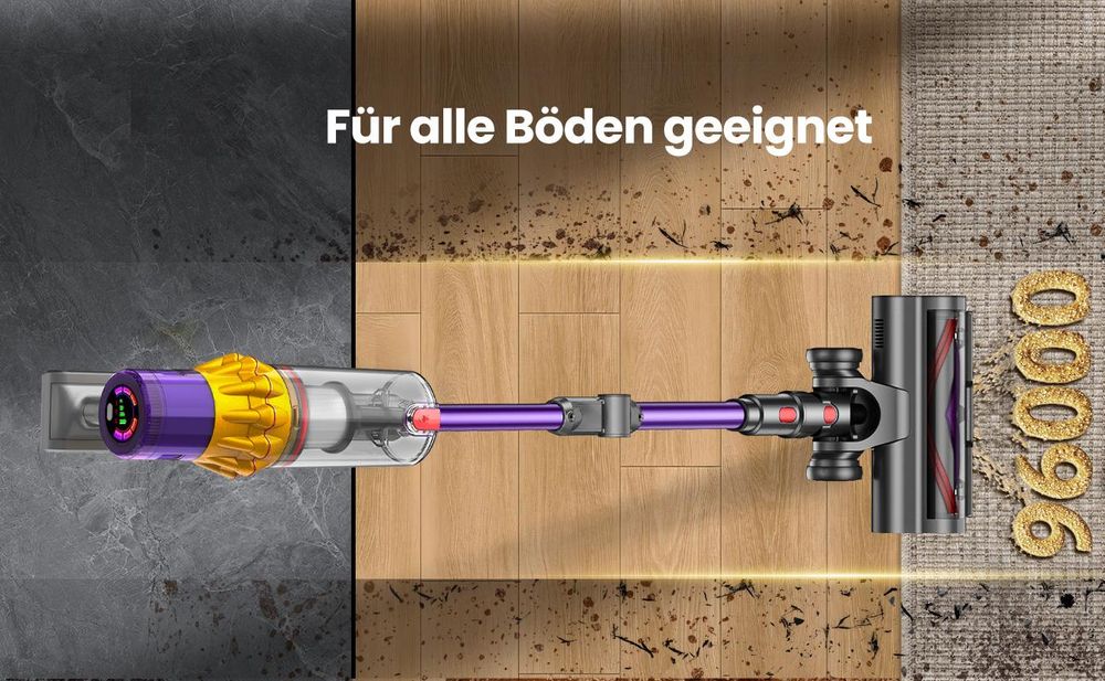 Akku staubsauger 2 Akkus 96000Pa 800W/200Min handstaubsauge 2,6L Staubsauger Kabellos,50dB leise/14-Stufen-Filter/OLED Display,Ideal für Böden/Teppich