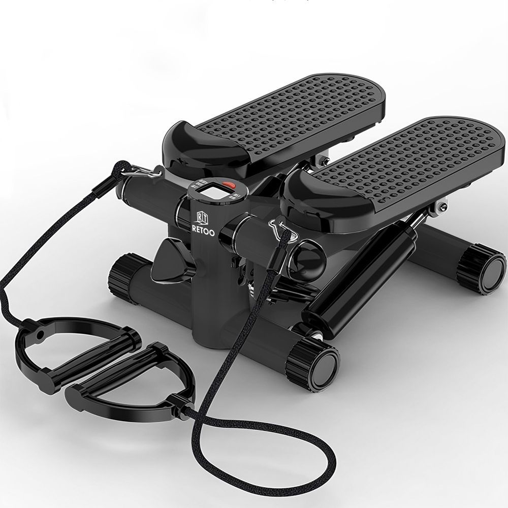Fitness Stepper höhenverstellbar für Zuhause mit LCD-Bildschirm, Anti-Rutsch und Power Ropes, Mini-Stepper Tragfähigkeit 100 kg Retoo